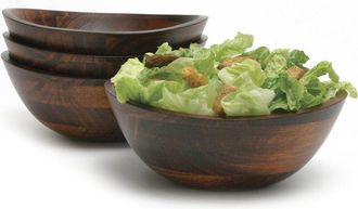 Lipper International Set Of 4 Cherry Matte Finish Wavy Rim Small Bowls