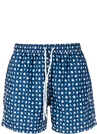 Fedeli marine-print drawstring swim shorts - men - Polyester - S - Blue