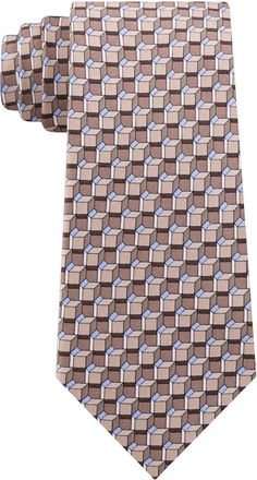 Michael Kors Mens Classic Angular Geo-Print Silk Twill Tie Beige Size Regular