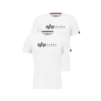 Alpha Industries Rundhalsshirt ALPHA INDUSTRIES Label T 2 Pack, Herren, Gr. XXL, weiss (2xwei&szlig;), Single Jersey, Obermaterial: 100% Baumwolle, unifarben mit Farbeinsatz