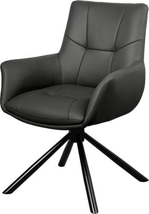 Global Interiors 360° drehbarer Echtleder Design Stuhl Level up, Schwarz