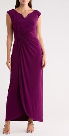 Connected Crystal Notch Side Ruched Gown in Dark Plum at Nordstrom Rack, Size 10