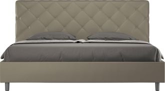 ITYhome Letto Matrimoniale King Size Rivestito In Similpelle - Priya - Dimensione Rete: 180x210 - Colore: Cappuccino - Tipologia Letto: Con Rete