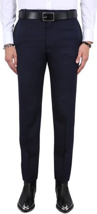 Alexander McQueen Op Maat Gemaakte Sigarettenbroek met Verborgen Rits - Heren - Nette broeken - Blauw - L - Wol - Broeken