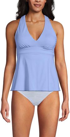 Lands End DD-Cup V-Neck Racerback Flutter Tankini in Soft Cloud Blue at Nordstrom, Size 12