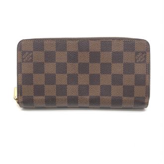 Louis Vuitton Zippy Wallet With Damier Ebene Womens Pattern (Pre-Owned)