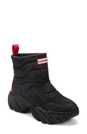 Hunter Debra Waterproof Snow Bootie in Black/Black/Hunter Red at Nordstrom, Size 10
