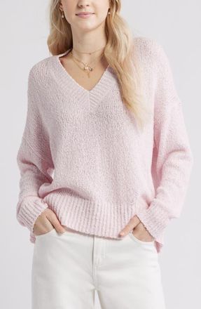 BP. Oversize V-Neck Sweater in Pink Soda at Nordstrom, Size Xx-Small