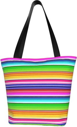 AOOEDM Mexican Sarape Pattern Reusable Grocery Bag Shopping Bag Casual Shoulder Bag Handbag for Men Women ECO Market Bag Beach Bag Travel Totes