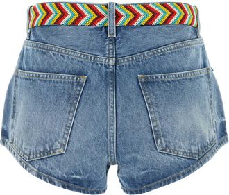 Alanui Womens Savannah Denim Shorts Blue Exteiror Cotton