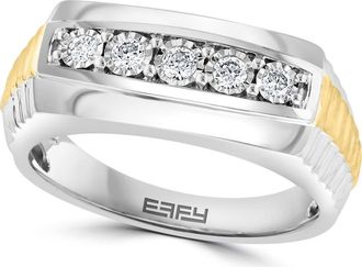 Effy Diamond Two-Tone Signet Ring in Silver at Nordstrom Rack, Size 10