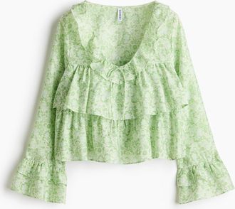 H&M Bluse mit Volants - Green