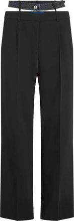 Karl Lagerfeld Wide-Leg High-Waisted Tailored Pants with Denim-Inspired Belt