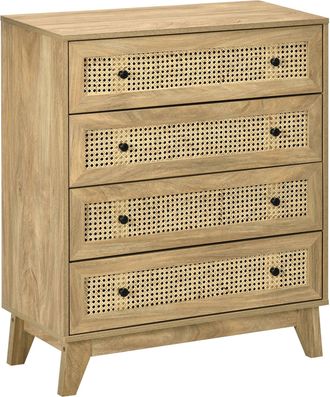 HOMCOM Chest of Drawers 4 Drawer Dresser Storage Cabinet Bedroom Wood Effect