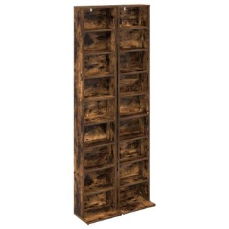 vidaXL Cabinet Para Cds 2 Uds. Roble Ahumado 33 X 23,5 X 175 Cm Vidaxl