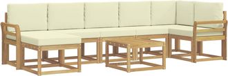 vidaXL Conjunto De Sof&aacute;s De Exterior 8 Uds. Blanco Y Crema Poli&eacute;ster Vidaxl
