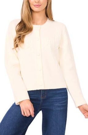 CeCe by Cynthia Steffe Floral Soutache Cardigan in Buttercream at Nordstrom Rack, Size X-Large