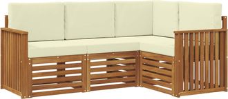 vidaXL Conjunto De Sof&aacute;s De Exterior 4 Uds. Natural Y Crema Poli&eacute;ster Vidaxl