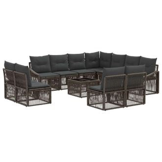 vidaXL Conjunto De Sof&aacute;s De Jard&iacute;n 12 Pcs Gris Rat&aacute;n Sint&eacute;tico Vidaxl