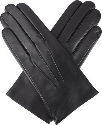 Generic Mens Black Leather Gloves Winter Warm Gloves (M)
