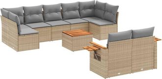 vidaXL Juego De Sof&aacute;s Jard&iacute;n Con Cojines Beige 10 Pzas Rat&aacute;n Sint&eacute;tico Vidaxl