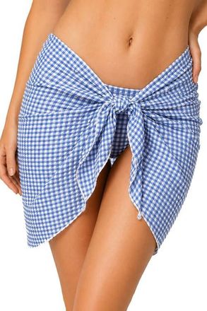 Change of Scenery Liv Cover-Up Swim Sarong in Bluebell Gingham at Nordstrom
