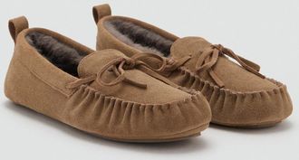 Mango Mocassini pelle pelliccia interno marrone - Donna - 39 - MANGO