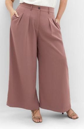 City Chic Bailey Pleated Wide Leg Pants in Dusty Pink at Nordstrom