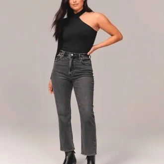 Abercrombie & Fitch Curve Love Ultra High Rise Ankle Straight Jeans In Gray, Black
