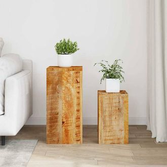 Berkfield Home Plant Stands 2 pcs Solid Mango Wood in Brown