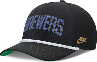 Nike Milwaukee Brewers Rise Nike Mens MLB Adjustable Hat in Black | NB4508ZEMIB-D8K