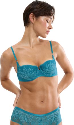 Triumph Halbschalen-BH TRIUMPH Crazy Stupid Love, Damen, Gr. 70, Cup D, arizona blau, Mesh, Obermaterial: 43% Polyester, 41% Polyamid, 10% Elasthan, 6% Viskos