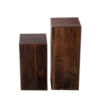 Jaipur Furniture Lamp (Set of 2) Large - Mango Wood - L24 x W24 x H60 cm - Dark Finish in Brown