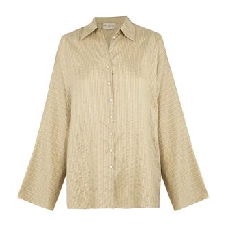 Cortana Dames, Blouses & Shirts, Beige, Maat: L Zijde