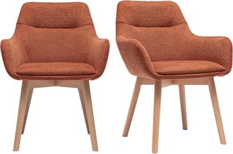 Miliboo Sillas De Tela Efecto Terciopelo Texturizado Tierra Quemada Y Madera Clara (juego De 2) Aless
