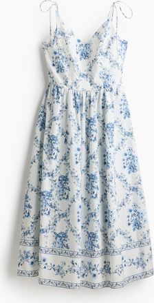 H&M Ausgestelltes Tr&auml;gerkleid - Weiss/Blau Gebl&uuml;mt