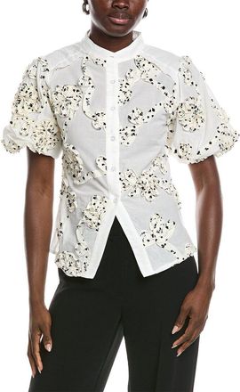 Gracia Front Body Floral Fabric Work Collar Top