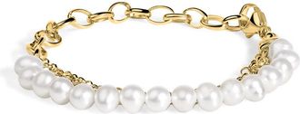 House of Brilliance 18K Yellow Gold Vermeil Cultured Pearl Station Link Bracelet