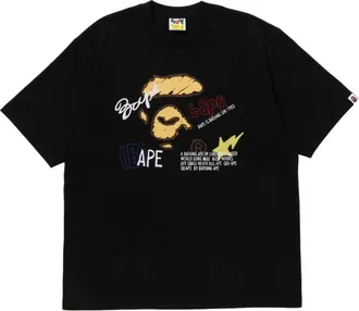 A Bathing Ape Hand Draw Graphic Relaxed Fit Tee Black 1K30-110-326-BLACK