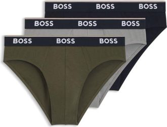 BOSS Three-pack of logo-waistband briefs in stretch cotton