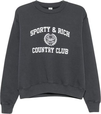 Sporty & Rich Serif Logo Crewneck - Dames - Sweatshirts - Grijs - XS - Katoen - Hoodies & sweatvesten