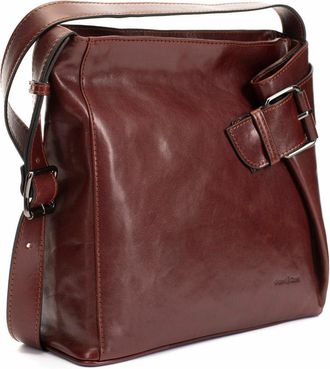 Gianni Conti Italian Leather Vera Shoulder Bag - Brown Womens Medium Cowhide Leather Handbag with Adjustable Strap & Internal Zip Pocket - Classic Everyday Shoulde