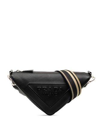Prada 2013-2025 Saffiano Triangle Logo crossbody bag - Nero