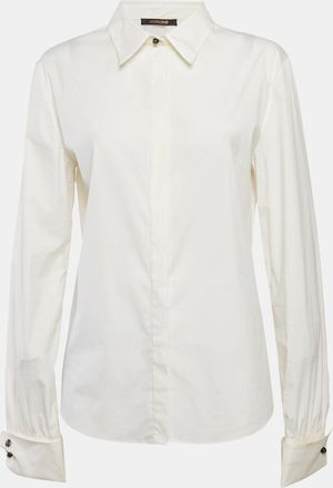 Roberto Cavalli Cream Cotton Long Sleeve Shirt L
