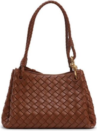 Bottega Veneta Small Parachute Intrecciato Leather Shoulder Bag in 2387 Tannin-Muse Brass at Nordstrom