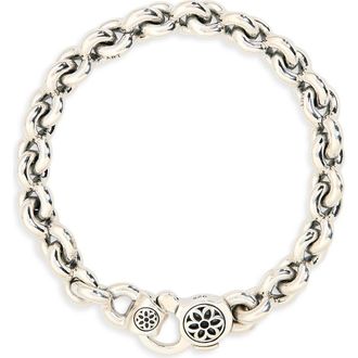 Good Art Hlywd Mens Fin Link Sterling Silver Bracelet at Nordstrom, Size 18