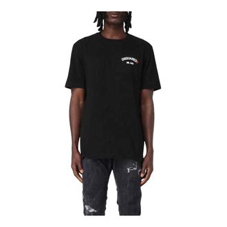 Dsquared2 DSquared2 Uniseks Normaal Katoenen T-shirt met Rubberen Logo voor Volwassenen (Zwart)