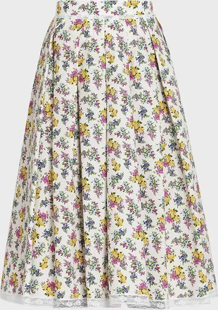 Dolce & Gabbana Floral Cotton-Blend Midi Skirt