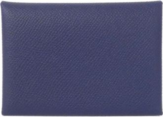 Herm&egrave;s Blue Navy Epsom Leather Coin Purse/Coin Case (Pre-Owned)