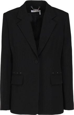 Chlo&eacute; Zwarte wollen jas met uitlopende pasvorm - Dames - Blazers - Zwart - 2XS - Wol - Jassen
